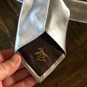 Penguin Mens Tie - silver /grey color